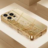 Elegant Golden Flower Gold Metallic Paint Glass Case for iphone