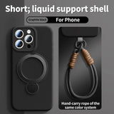 Magnetic Bracket Liquid Silicone Case With Hanging Rope for iphone
