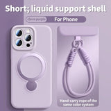 Magnetic Bracket Liquid Silicone Case With Hanging Rope for iphone