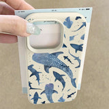 Ocean Shark Whale Pattern Leather Texture TPU Phone Case For iPhone