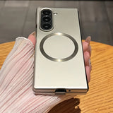 Ultra Thin Metal Paint Plating Magnetic Frosting Case for Samsung Z Fold
