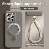 Magnetic Bracket Liquid Silicone Case With Hanging Rope for iphone