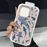Ocean Shark Whale Pattern Leather Texture TPU Phone Case For iPhone