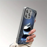 Apple Pattern Tempered Glass Electroplated Metal Case for iphone