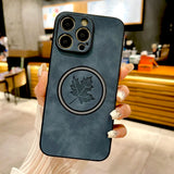 Luxury Leather Maple Magnetic Case For iPhone