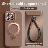 Magnetic Bracket Liquid Silicone Case With Hanging Rope for iphone
