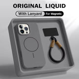Magnetic Liquid Silicone Lanyard Strap Case for iphone