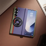 Magnetic Carbon Fiber Slim Ultra Case  with Kickstand Ring Holder for Samsung Z Fold