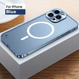 Magnetic Metal Aluminum Alloy Frame Frosted Back Panel Case for iphone