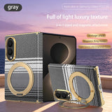 Kevlar‑Textured Electroplated Magnetic Stand Case for Samsung Z Fold