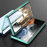 Double Sided Tempered Glass Metal Magnetic Case with Bottom Lock Catch for Samsung