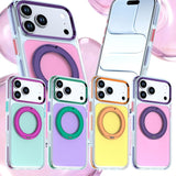 Color Block Matte Magnetic Rotating Stand Case for iphone