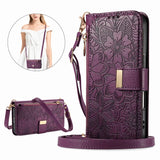 Leather Zipper Flip Case With Card Slots & Wrist Strap for iphone