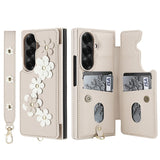 Shockproof Flower Case with Card Holder & Lanyard for Samsung Z Fold