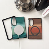 Contrast‑Color Weave Carbon‑Fiber Magnetic Case for Samsung Z Fold