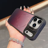 Gradient Full Cover Shockproof Magnetic Lens Kickstand Case for iphone