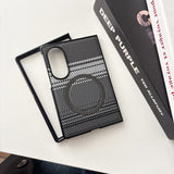 Contrast‑Color Weave Carbon‑Fiber Magnetic Case for Samsung Z Fold