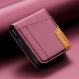 Color‑Block Splicing Leather Flip Wallet Case for Samsung Z Flip
