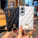 Quilted Leather Phone Case With Pearl Strap for Samsung Z Fold
