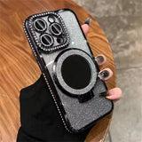 Magnetic Diamond Glitter Stand Mirror Case for iphone