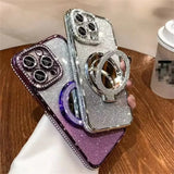 Magnetic Diamond Glitter Stand Mirror Case for iphone
