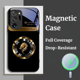 Dragon Head Pattern Magnetic Anti-Drop Liquid Glass Case for Samsung