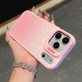 Gradient Full Cover Shockproof Magnetic Lens Kickstand Case for iphone