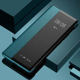 Leather Flip Clear Windows Protective Cover Phone Case for Samsung