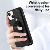 Shockproof Leather Case with Wrist Strap & Card Holder for iphone