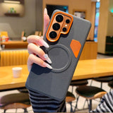 Ventilated Heat Dissipation Magnetic Leather Case for Samsung