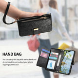 Leather Zipper Flip Case With Card Slots & Wrist Strap for iphone