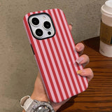 Fashion Red Stripe Double-Layer Protective Phone Case for iPhone