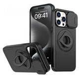 Magnetic Shockproof Case with Sliding Camera Cover, Ring Stand for iphone