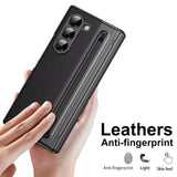 Leather Shell‑Film Integrated Case with S Pen & Pen Slot for Samsung Z Fold
