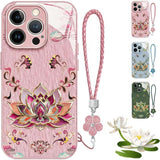 Full-Coverage Dunhuangs Lotus Lanyard Hard Case for iphone