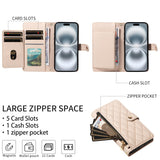 Plaid Zipper Wallet Leather Case with Hand & Crossbody Strap for iphone