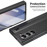 Leather Shell‑Film Integrated Case with S Pen & Pen Slot for Samsung Z Fold