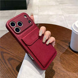 Leather Grain Shockproof Card Holder Kickstand Case for iphone