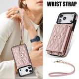 Checkered Crossbody Accordion Card Holder Leather Case for iphone