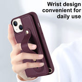 Shockproof Leather Case with Wrist Strap & Card Holder for iphone