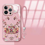 Full-Coverage Dunhuangs Lotus Lanyard Hard Case for iphone