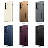 Shell‑Film Full‑Cover Case With Card Holder Stand & Pen Slot for Samsung Z Fold