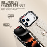 Checkered Crossbody Accordion Card Holder Leather Case for iphone