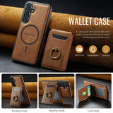 Ring Magnetic Card Holder Leather Case for Samsung