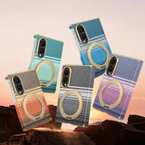 Kevlar‑Textured Electroplated Magnetic Stand Case for Samsung Z Fold