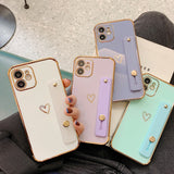 Shockproof Electroplated Case with Wrist Strap for iphone