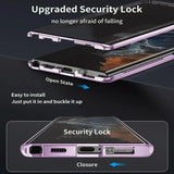 Double Sided Tempered Glass Metal Magnetic Case with Bottom Lock Catch for Samsung