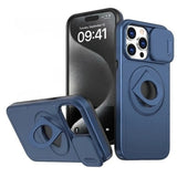 Magnetic Shockproof Case with Sliding Camera Cover, Ring Stand for iphone