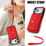 Checkered Crossbody Accordion Card Holder Leather Case for iphone