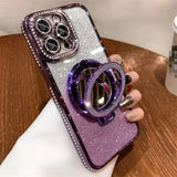 Magnetic Diamond Glitter Stand Mirror Case for iphone